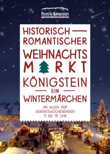 Plakat für den historisch-romantischen Weihnachtsmarkt auf der Festung Königstein